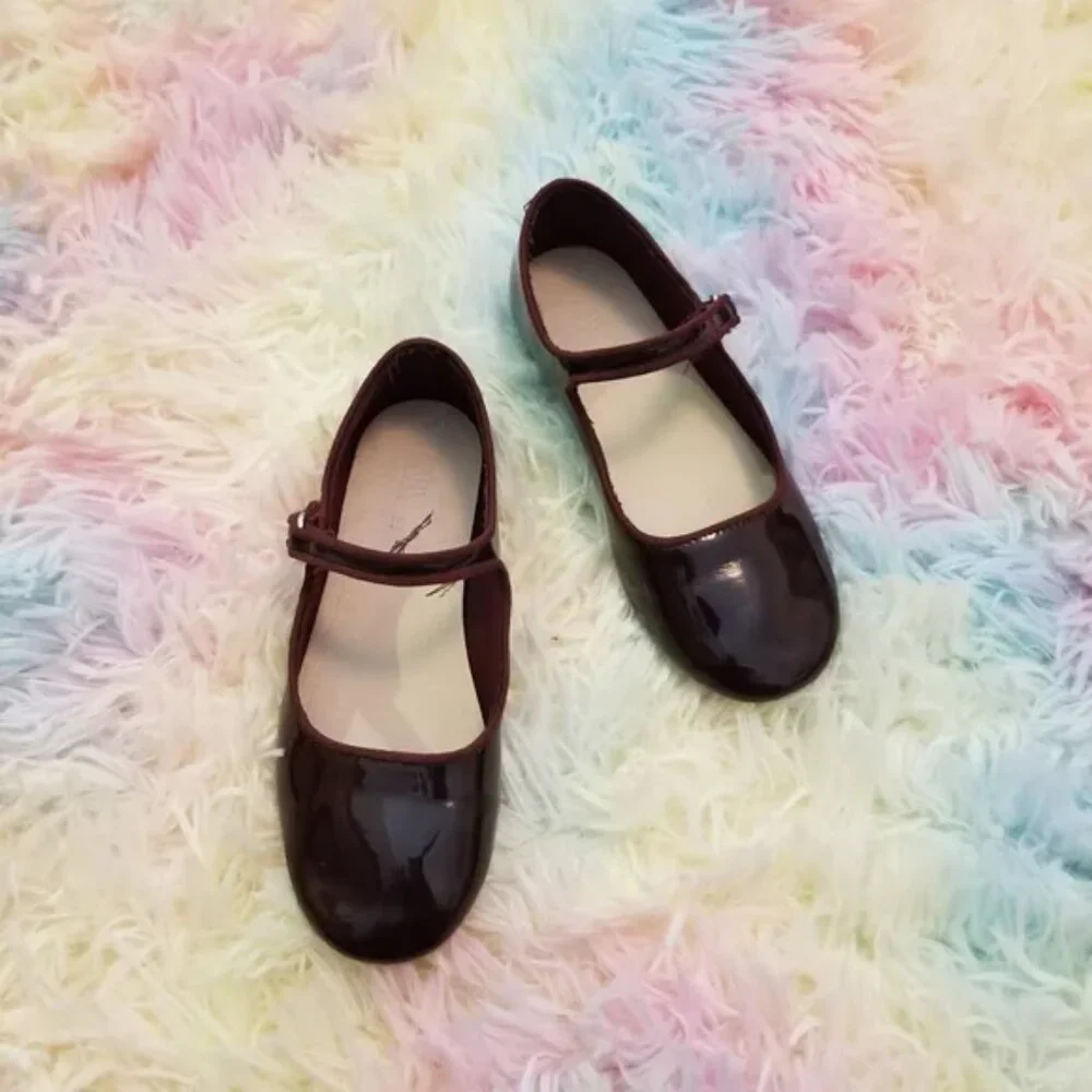 Zara maroon patient leather little girl flats size 12 - Picture 3 of 10